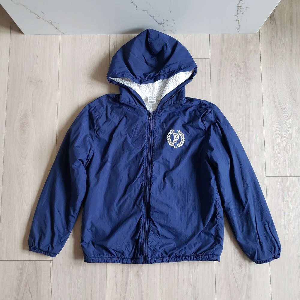 PINK Victoria's Secret Jacket Womens XS S Blue Sherpa Full Zip Windbreaker Y2K